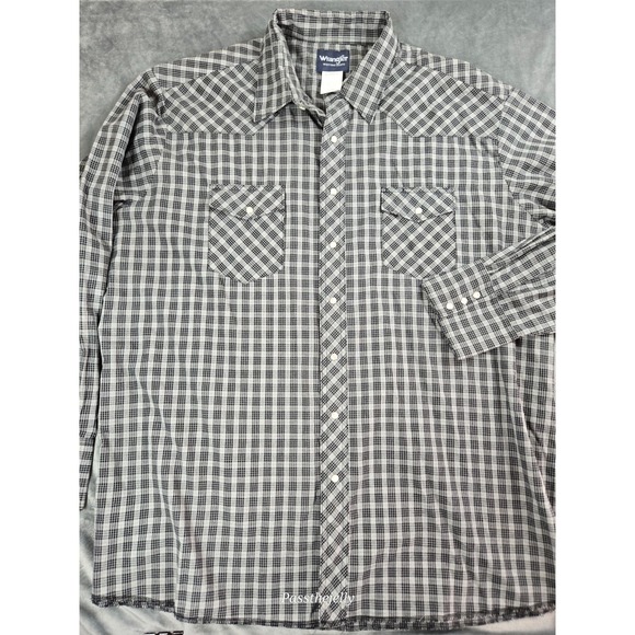 VTG Wrangler Shirt Mens‎ 3XLT 90s Rancher Western Rodeo Pearl Snap Beathable - Picture 1 of 11